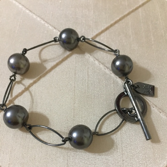 RALPH LAUREN SHINY BLACK METAL BEADS BRACELET - Picture 1 of 3